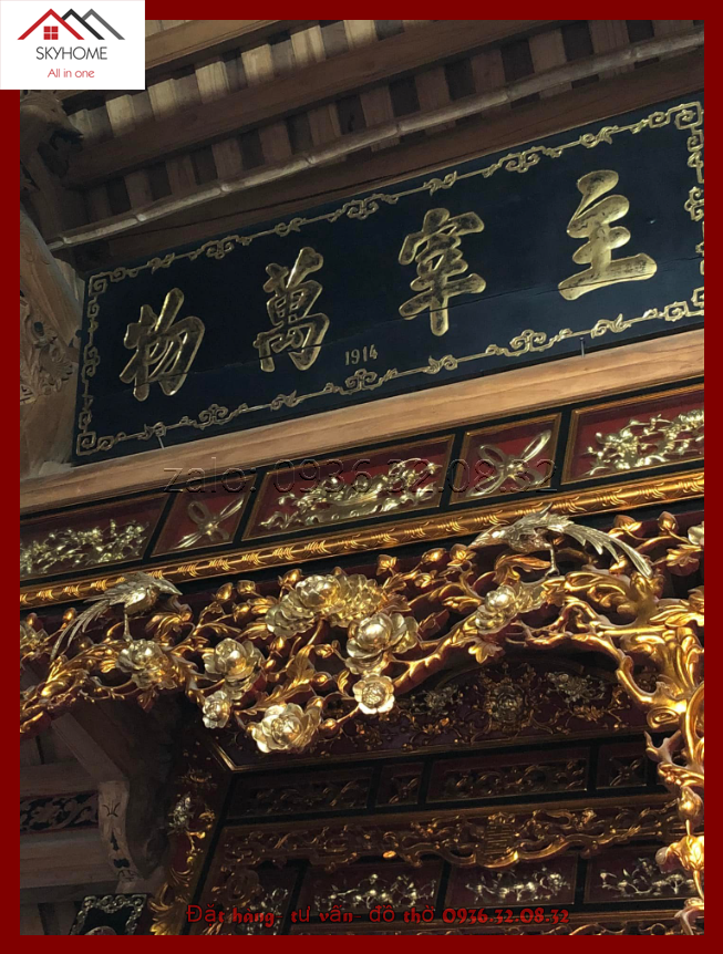 Hoành phi gỗ phòng thờ chữ Chủ Tể Vạn Vật